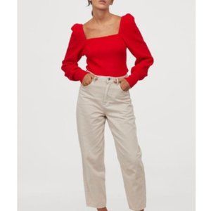 H&M Red Puff Sleeved Sweater